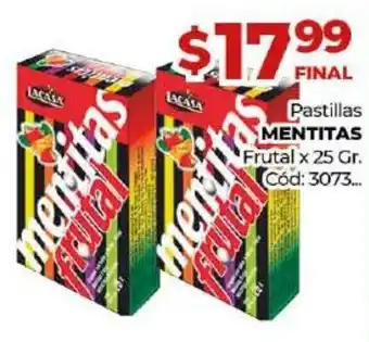 Diarco Mentitas Pastillas Frutal x 25 gr oferta
