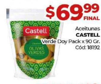 Diarco Castell Aceitunas Verde Doy Pack x 90 gr. oferta