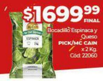 Diarco Pick/Mc Cain Bocadillo Espinaca y Queso x 2 Kg oferta