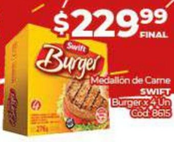 Diarco Swift Medallon de Carne Burger x 4 Un. oferta