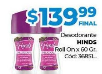Diarco Hinds Desodorante Roll On x 60 gr. oferta