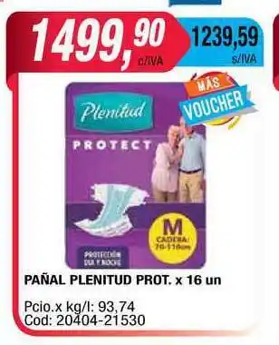 Maxiconsumo Pañal Plenitud Prot. x 16 un oferta