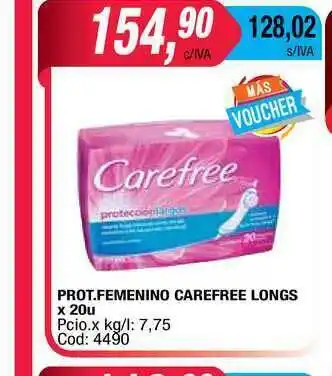 Maxiconsumo Prot.femenino Carefree Longs x 20u oferta
