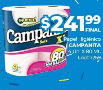 Diarco Campanita Papel Higiénico 4 Un. x 80 Mt. oferta