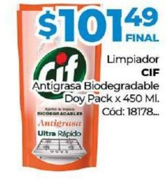 Diarco CIF Limpiador Antigrasa Biodegradable Doy Pack x 450 ml oferta