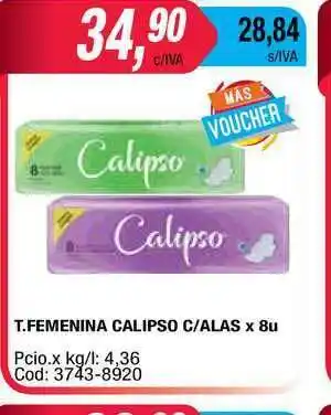 Maxiconsumo T.femenina Calipso C-alas x 8u oferta