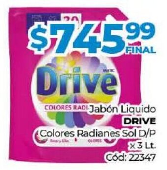 Diarco Drive Jabón Liquido Colores Radianes Sol D/P x 3 Lt. oferta
