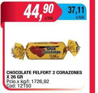 Maxiconsumo Chocolate Felfort 2 Corazones x 26gr oferta