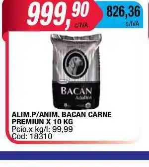 Maxiconsumo Alim.p-anim. Bacan Carne Premiun x 10kg oferta