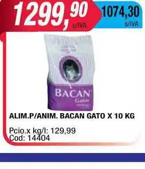 Maxiconsumo Alim.p-anim. Bacan Gato x 10kg oferta