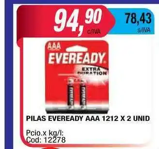 Maxiconsumo Pilas Eveready Aaa 1212 x 2 unid oferta