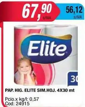 Maxiconsumo Pap. Hig. Elite Sim.hoj. 4 x 30mt oferta