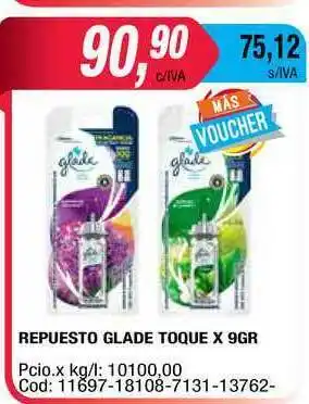 Maxiconsumo Repuesto Glade Toque x 9gr oferta