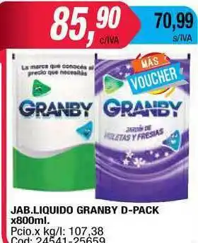 Maxiconsumo Jab. Liquido Granby D-pack X800ml oferta