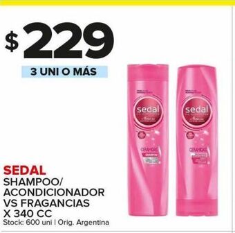 Carrefour Maxi Shampoo/acondicionador sedal x 340g oferta