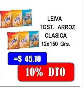 Dulcenter Leiva Tost. Arroz Clasica 12x150 grs oferta