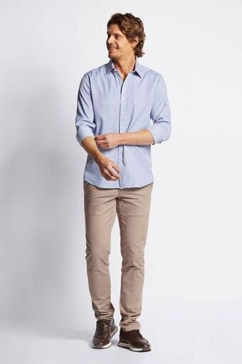 Macowens Camisa de vestir rayada celeste medio oferta