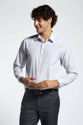 Macowens Camisa de vestir a cuadros fit gris claro oferta