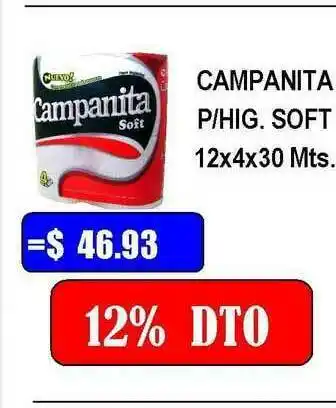 Dulcenter Campanita P Hig. Soft 12x4x30 mts oferta