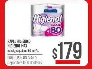 Supermercados Vea Papel Higiénico Higienol Max 4 un.80 m c/u oferta
