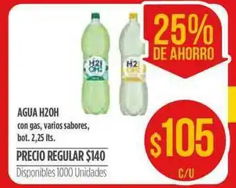 Supermercados Vea Agua H20H Con Gas 2,25 lts oferta