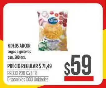 Supermercados Vea Fideos Arcor Largos O Guiseros 500 grs oferta