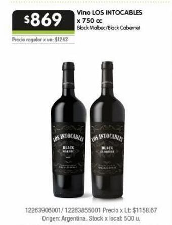 Jumbo Vino los intocables x 750cc oferta