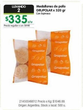 Jumbo Medallones de pollo grupolar x 320g oferta