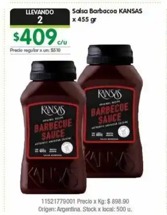 Salsa barbacoa kansas x 455g