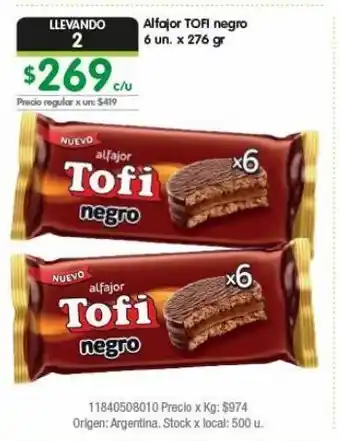Jumbo Alfajores tofi negro 6un x 276g oferta