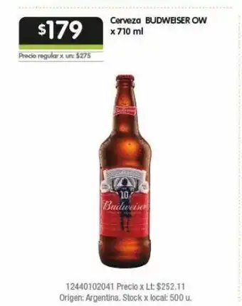 Jumbo Cerveza budweiser ow x 710ml oferta