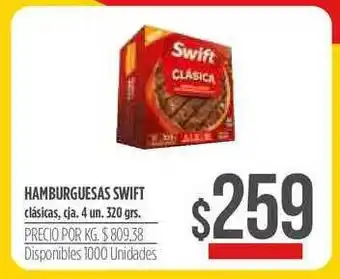 Supermercados Vea Hamburguesas Swift Clásicas 4 un 320 grs oferta