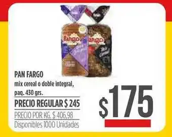 Supermercados Vea Pan Fargo Mix Cereal O Doble Integral 430 grs oferta