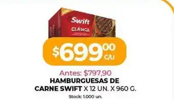 Supermercados Tadicor Hamburguesas De Carne Swift x12 un x960 g oferta