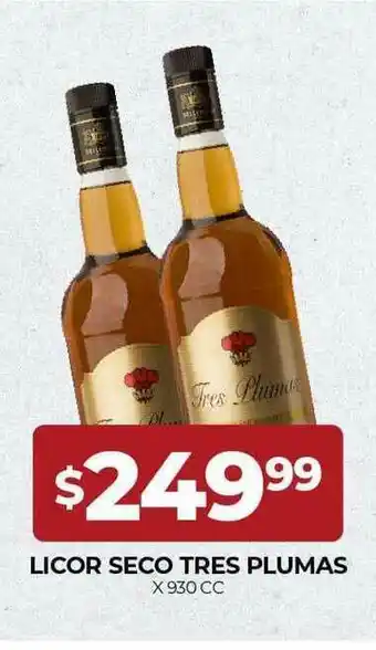 Supermercados Tadicor Licor Seco Tres Plumas x930 cc oferta