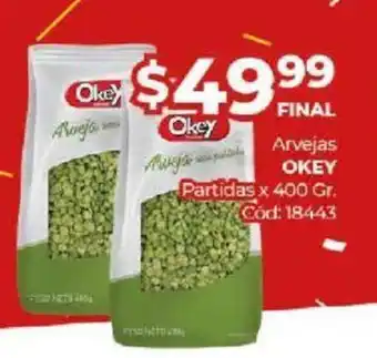 Diarco Okey Arvejas Partidas x 400gr oferta