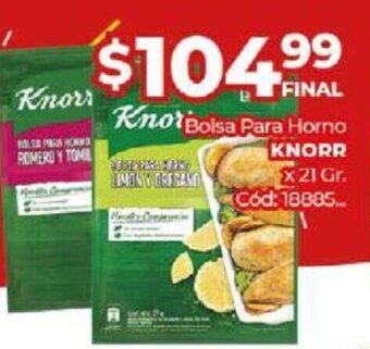 Diarco Knorr Bolsa Para Horno x 21 Gr oferta