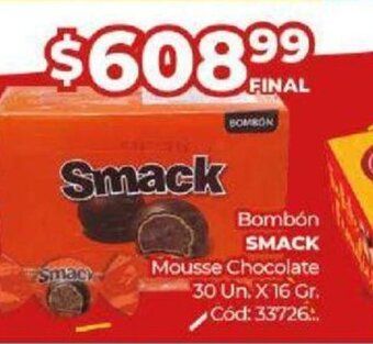 Diarco Smack Bombón Mousse Chocolate 30 Un. x 16 Gr oferta
