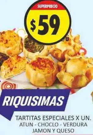 Supermercados Becerra Tartitas Especiales Atun - Choclo - Verdura Jamon Y Queso x un oferta