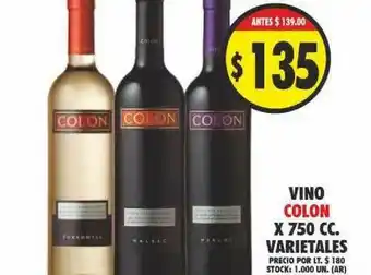 Supermercados Becerra Vino Colon x750 cc oferta