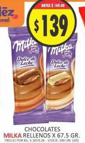 Supermercados Becerra Chocolates Milka Rellenos x67.5 gr oferta