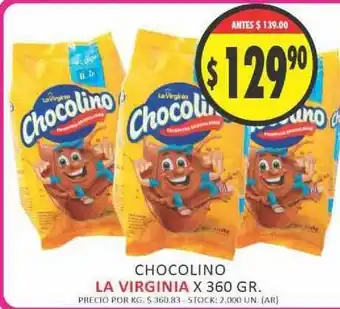 Supermercados Becerra Chocolino La Virginia x360 gr oferta
