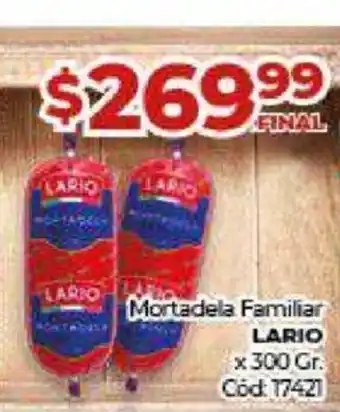 Diarco Lario Mortadela Familiar x 300 Gr. oferta