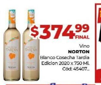 Diarco Norton Vino Blanco Cosecha Tardia Edicion 2020 x 750 ml oferta