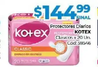 Diarco Kotex Protectores Diarios Clasicos x 20 Un oferta