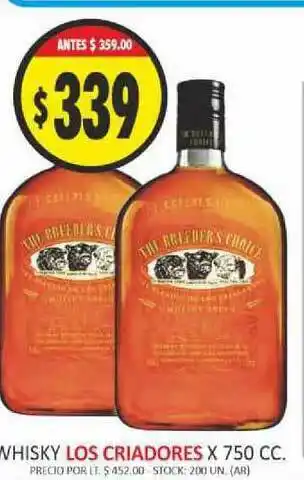 Supermercados Becerra Whisky Los Criadores x750 cc oferta