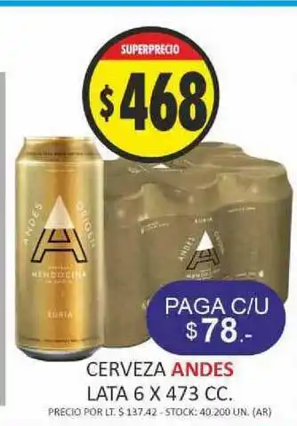 Supermercados Becerra Cerveza Andes Lata 6x473 cc oferta