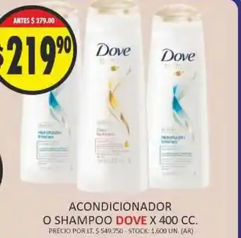 Supermercados Becerra Acondicionador O Shampoo Dove x400 cc oferta