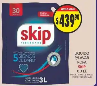 Supermercados Becerra Liquido P-Lavar Ropa Skip x3 lt oferta
