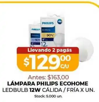 Super MAMI Lámpara Philips Ecohome Ledbulb 12W x5.000 un oferta